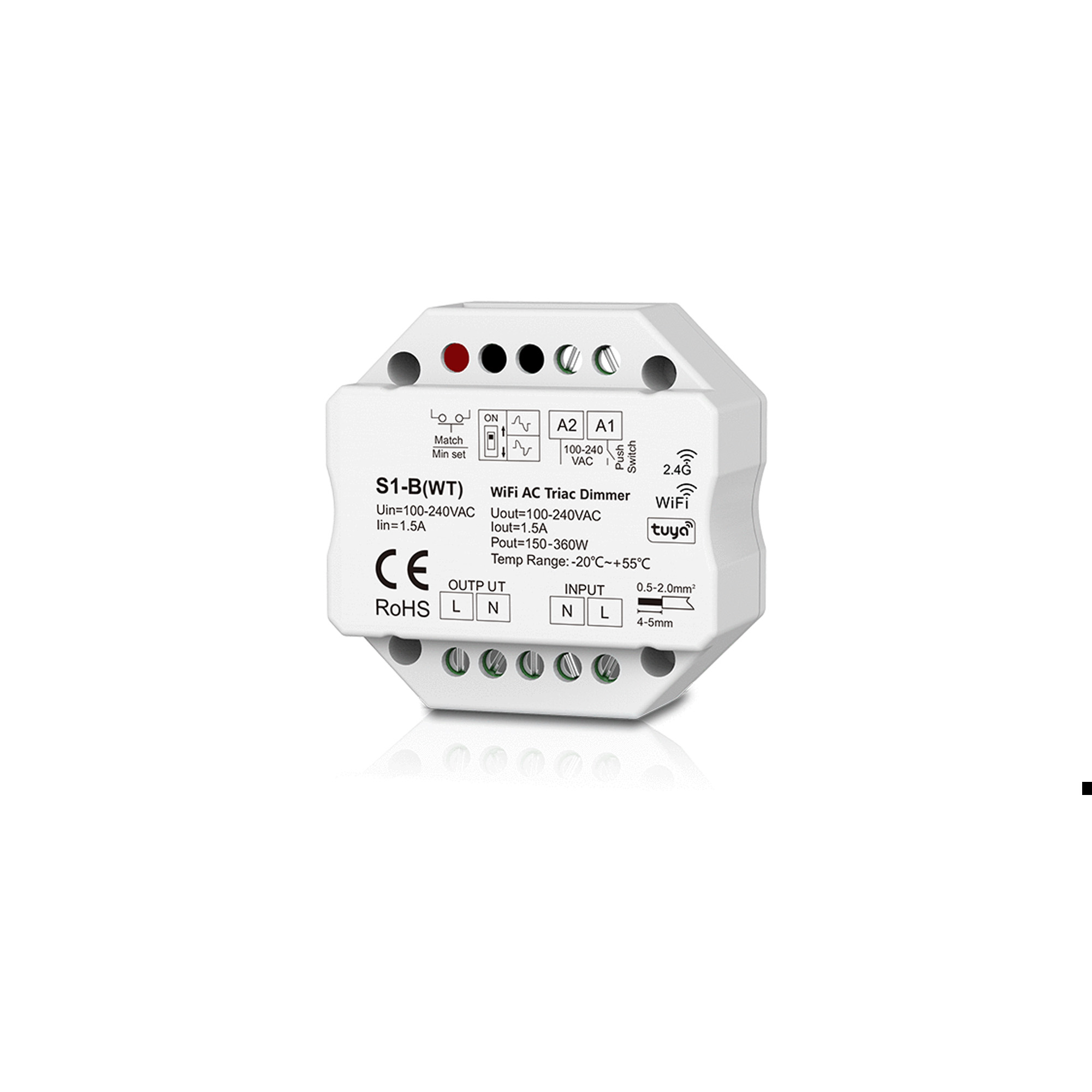 TEK  - PASTILLA TRIAC  S1-B(WT) PULSADOR + RF + TUYA
